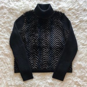 Black Fur Turtle neck. Vintage